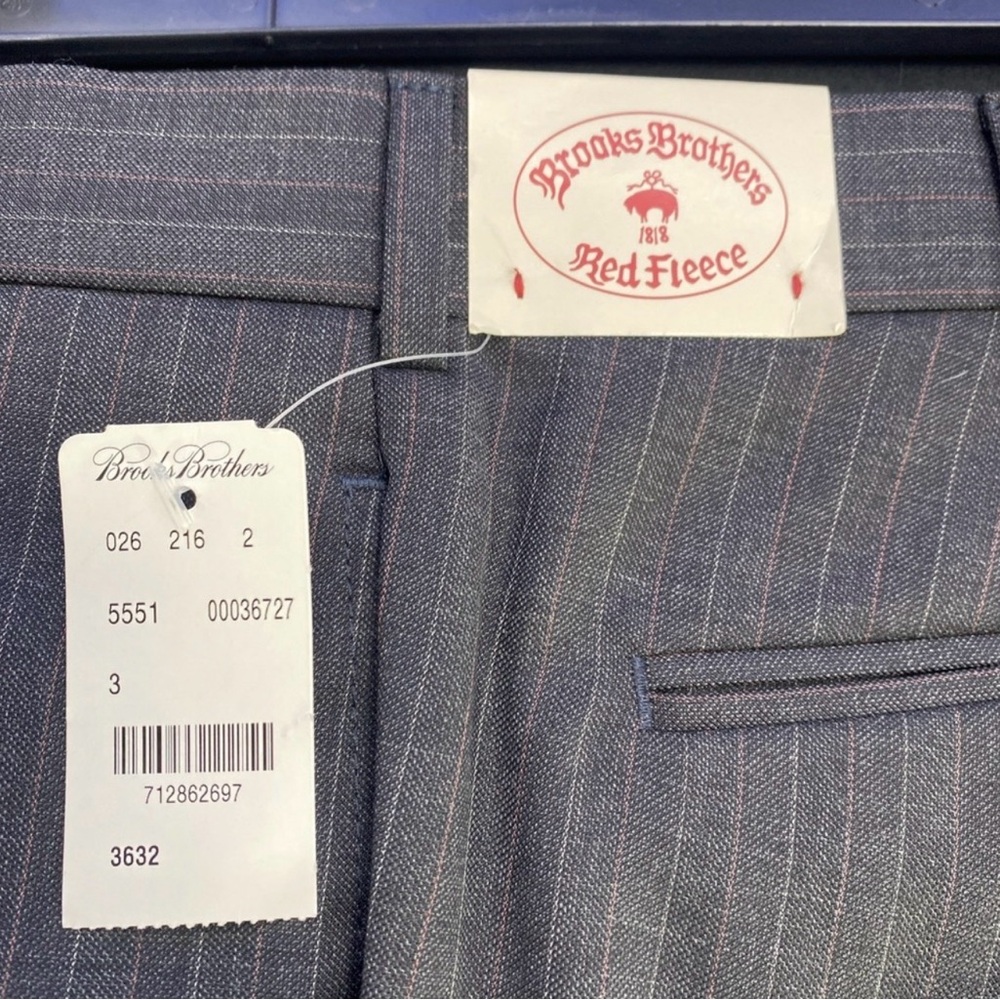 Brooks Brothers Red Fleece Charcoal Pinstripe Dress Pants Mens 36x32 NWT WOOL